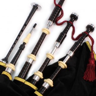 McCallum AB4DE Blackwood Bagpipes   Engraved Aluminum & Ivory