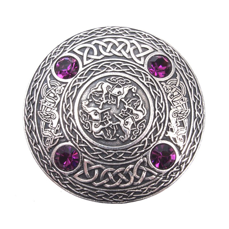 Celtic Horse Motif 4 Stone Brooch